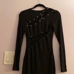 Tiger mix tight black dress!